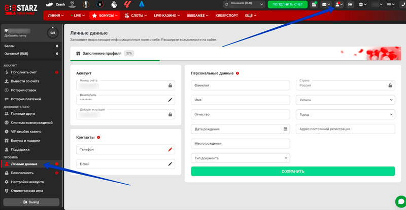 Информация об игроке